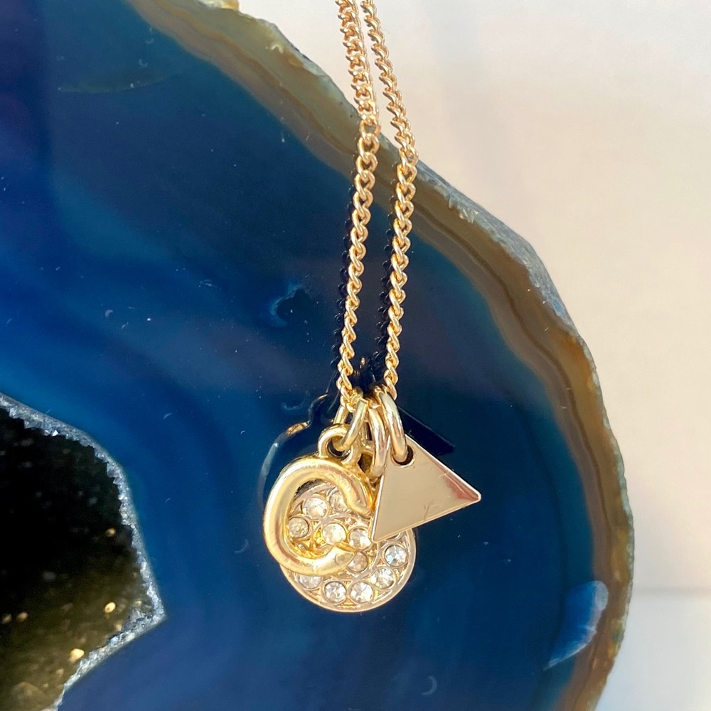 gold initial geometric charm necklace